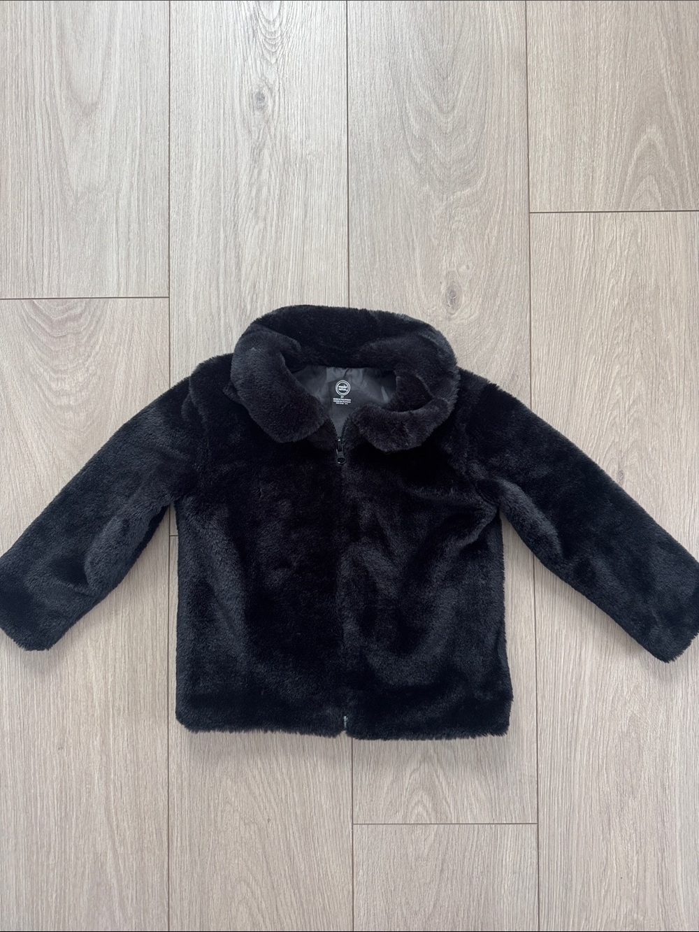 wonder nation Black Faux Fur Kids Jacket with Cozy Collar